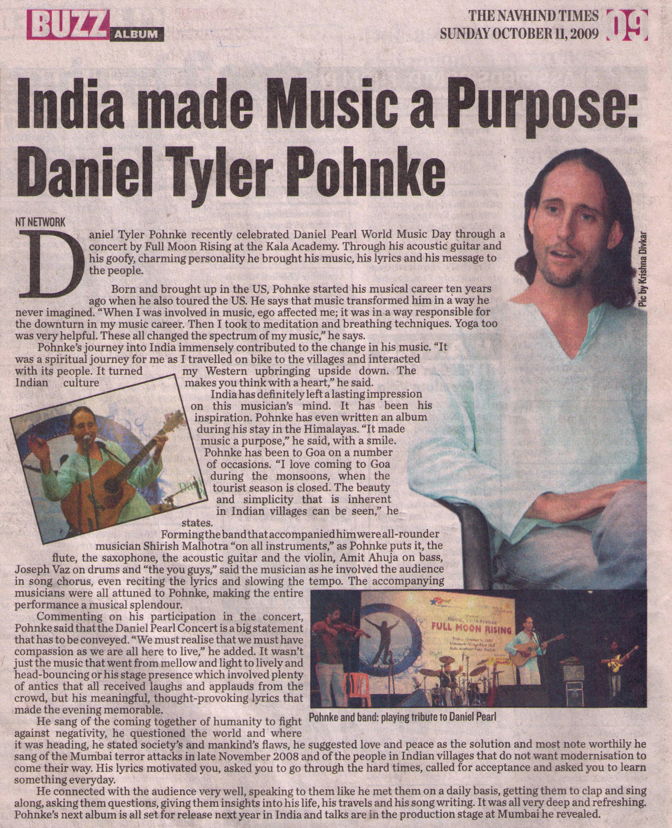 Daniel Tyler Pohnke of Full Moon Rising: Music